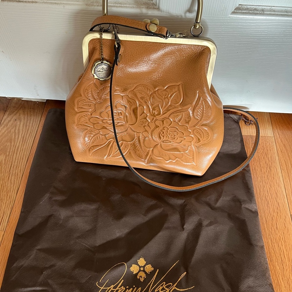 Patricia Nash Leather embossed frame bag with multiple straps